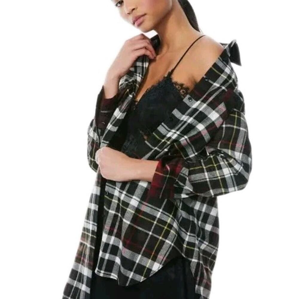 Alice + Olivia Dimitra Plaid Shacket Oversized Shirt Women's Size Small